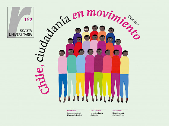 Imagen de la portada de la nueva Revista Universitaria que muestra una ilustración con un grupo de personas de la sociedad civil.