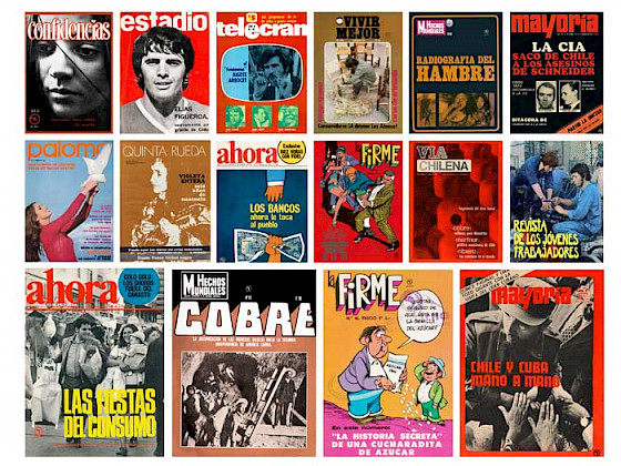 Collage con las revistas de la antigua editorial Quimantú.