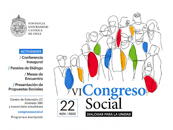 afiche con dibujo de siluetas humanas y con texto que dice VI congreso social