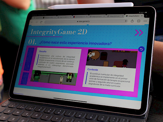 Pantalla de computador donde se ve el juego Integrity Game 2D