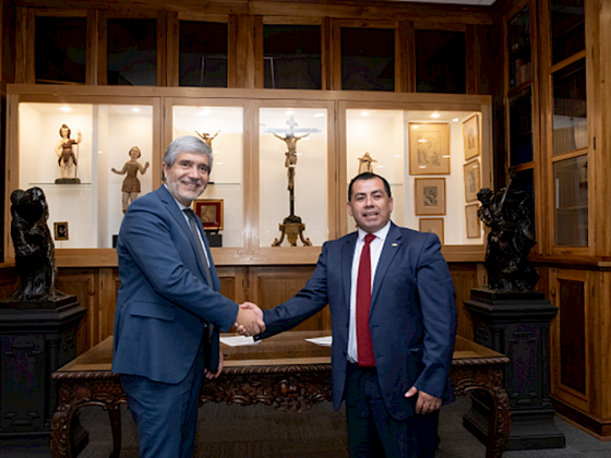 Rectores Carlos Saavedra (UdeC) y Cristhian Mellado (UCSC) , nuevo presidente Red G9.- Foto PUCVe