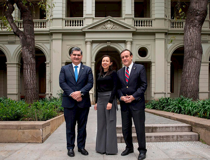 University Presidents David Garza, Raquel Bernal and Ignacio Sánchez.
