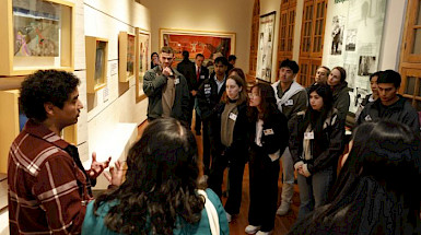 Students of University of Singapore in the exhibition hall Aula de Arte y Artesanía de los Pueblos Originarios