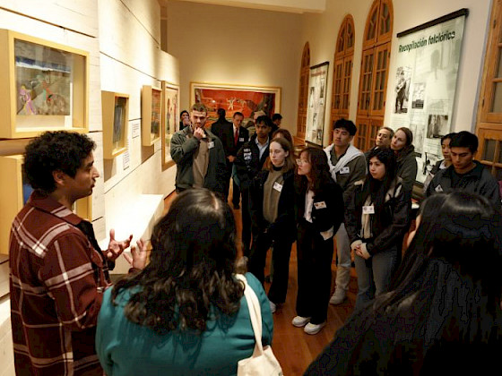 Students of University of Singapore in the exhibition hall Aula de Arte y Artesanía de los Pueblos Originarios