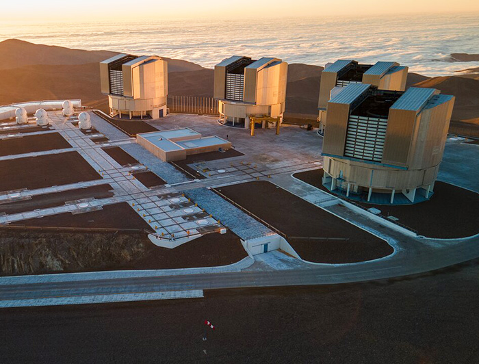 Vista aérea del Very Large Telescope en el desierto de Atacama.