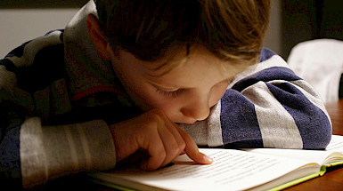 Niño leyendi un libro