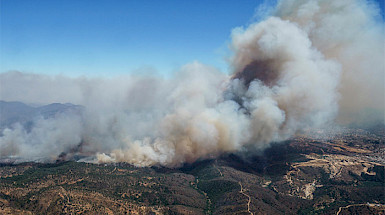 Vista aérea de un incendio