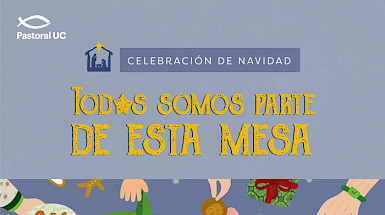 dibujos de alimentos junto a mensaje que dice "Todos somos parte de esta mesa"