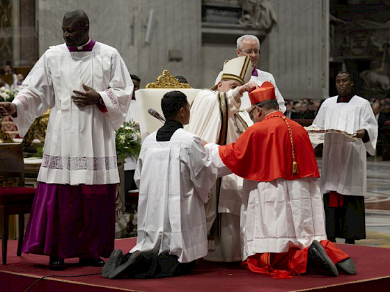 Ceremonia en que monseñor Fernando Chomali fue creado cardenal por el Papa Francisco.- Foto Vatican News