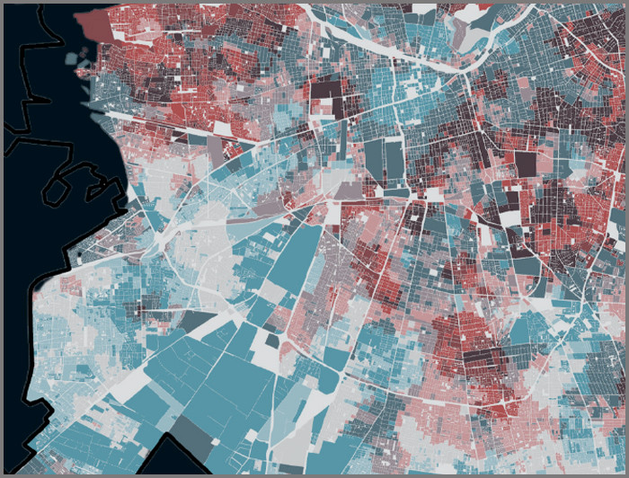 imagen correspondiente a la noticia: "¿Dónde están las personas en las horas de calor? Mapa estima exposición al calor en el Gran Santiago"